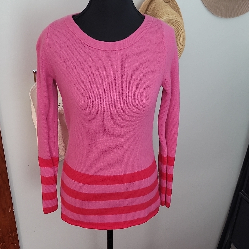 Banana Republic Pink and Red Striped Sweater